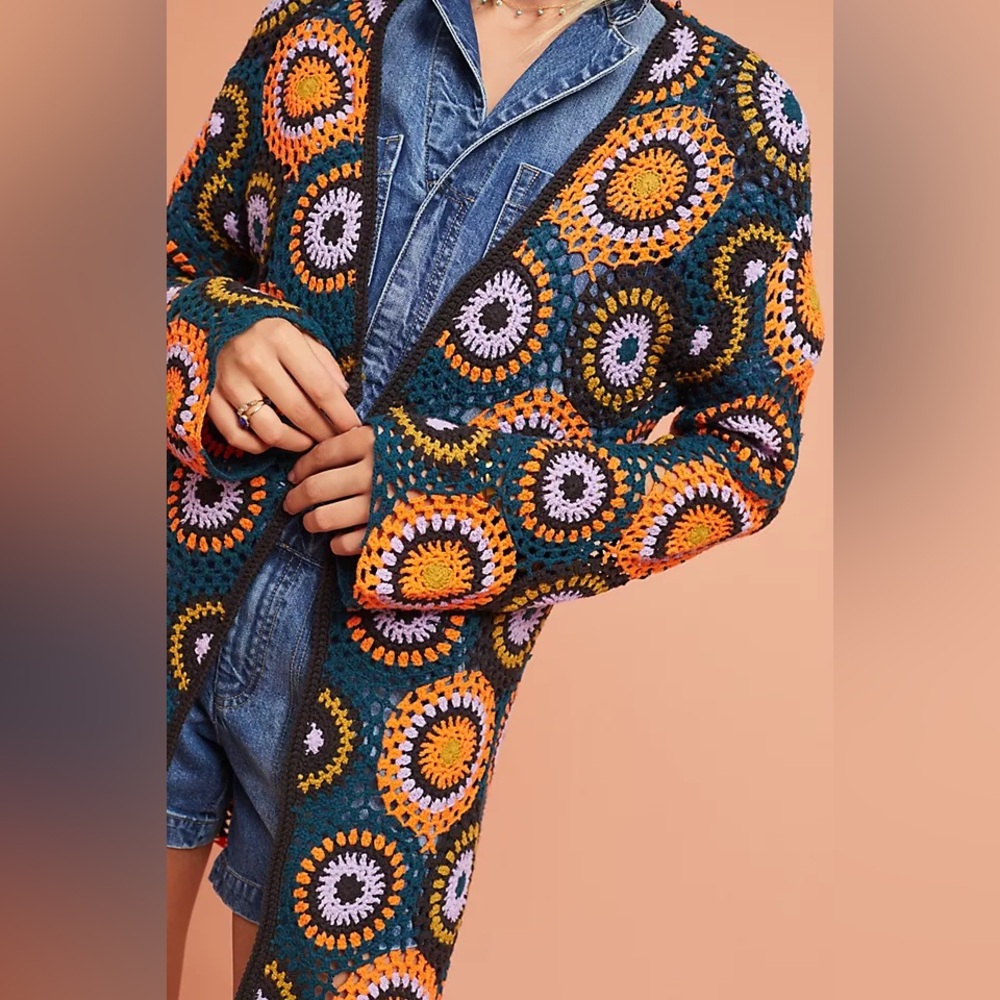 Moth Crocheted Medallion Cardigan